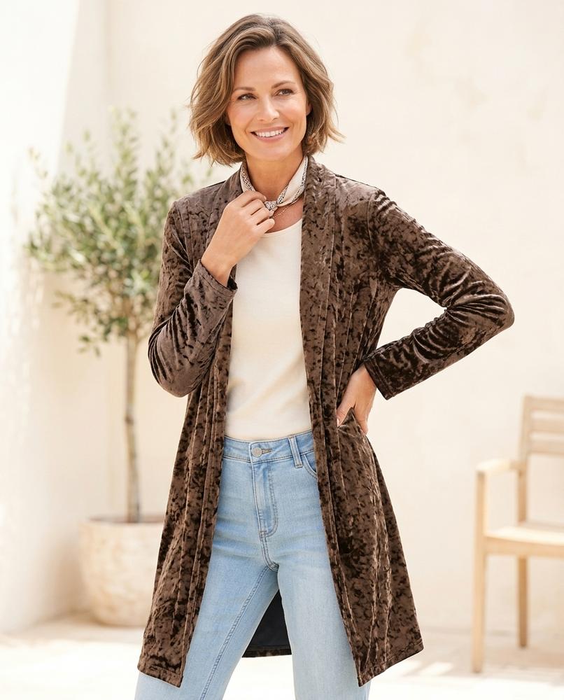 Ulla Fashion - Colar | Samtiger Langer Cardigan Damen