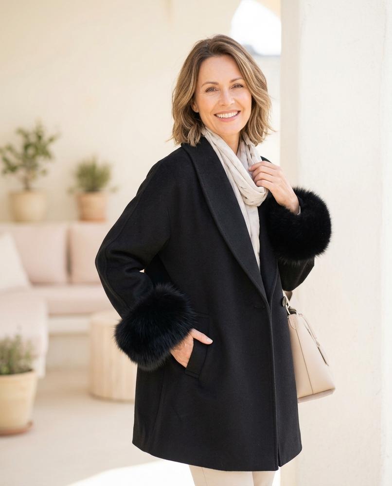Ulla Fashion - Cadar | Tailliert Fellbesetzt Mantel Damen