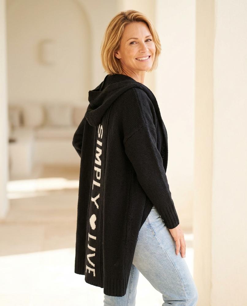 Ulla Fashion - Zeken | Gestrickter Langer Hoodie Damen