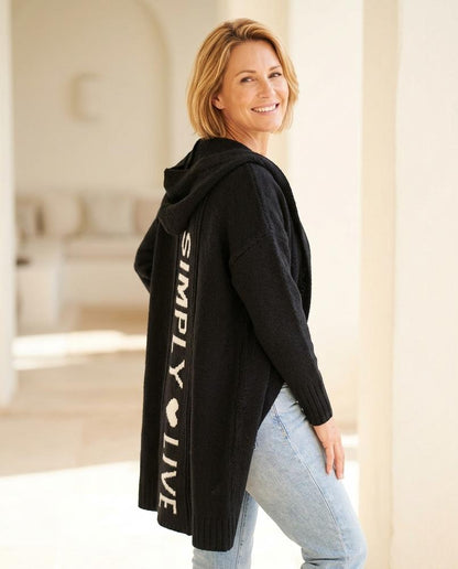 Ulla Fashion - Zeken | Gestrickter Langer Hoodie Damen