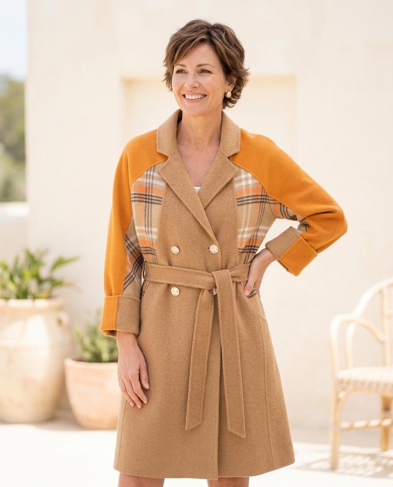 Ulla Fashion - Saser | Mehrfarbiger Gemusterter Mantel Damen