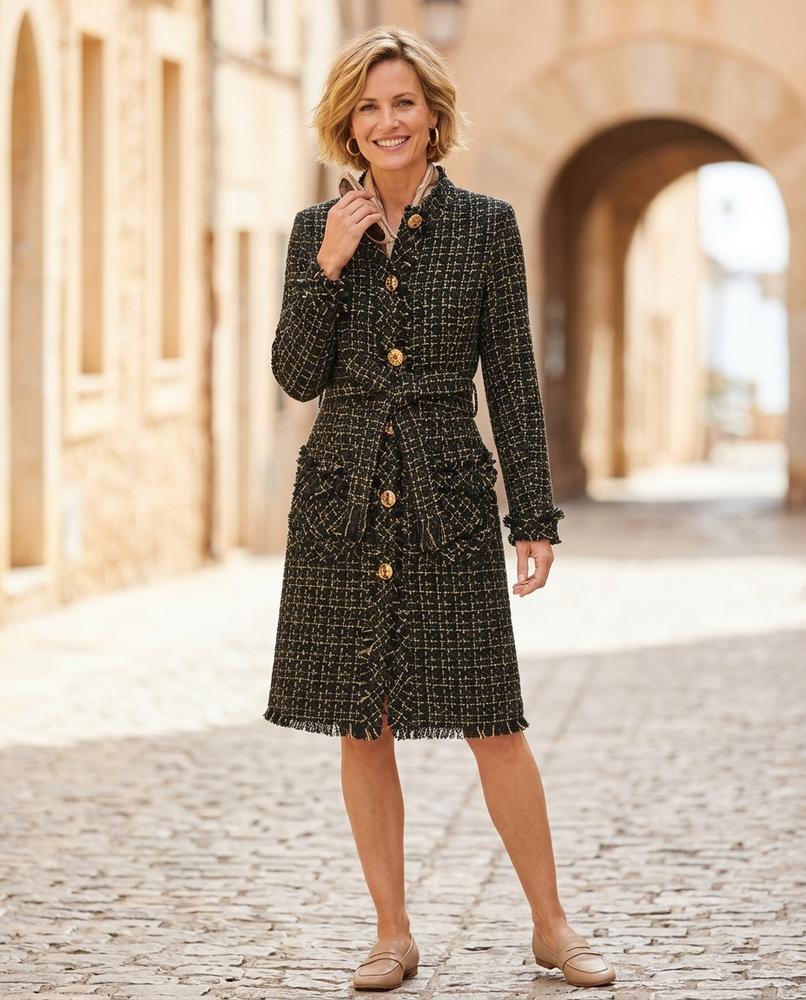 Ulla Fashion - Veral | Fransenbesetzter Strukturierter Mantel Damen