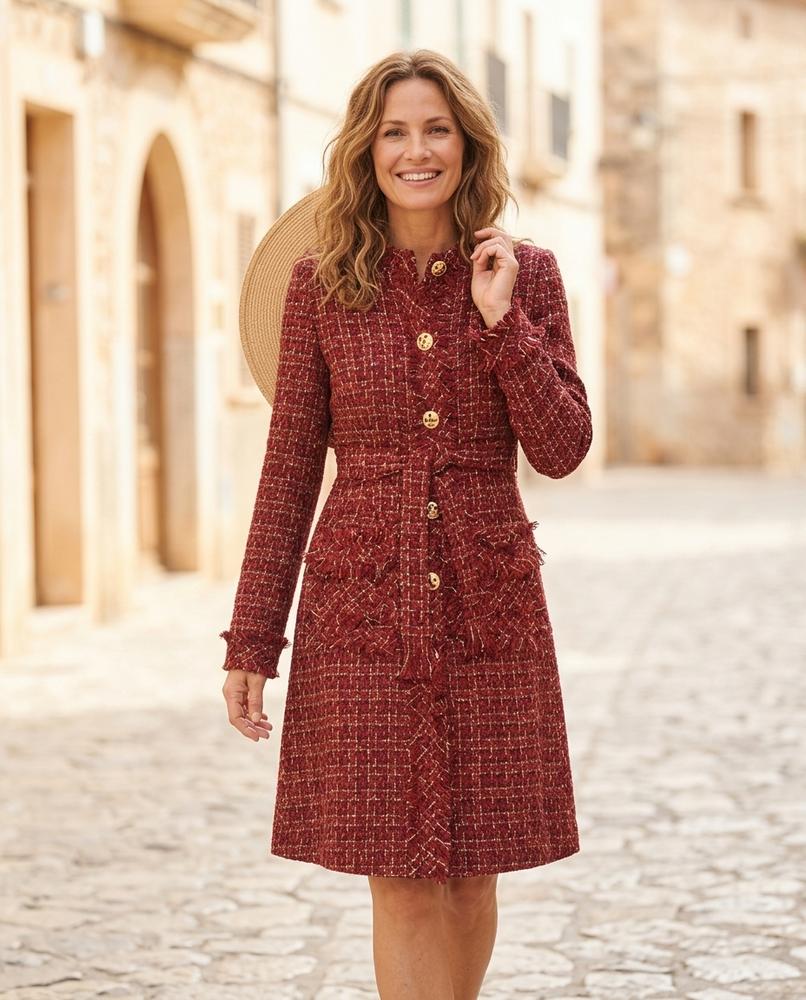 Ulla Fashion - Veral | Fransenbesetzter Strukturierter Mantel Damen