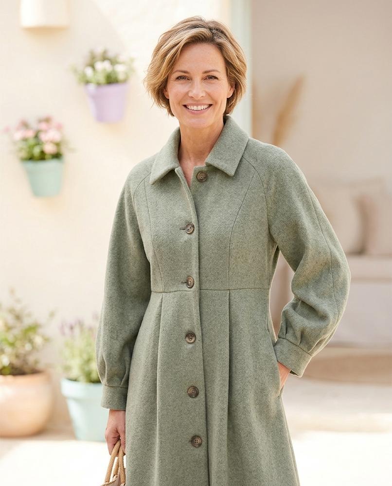 Ulla Fashion - Valev | Tailliert Geknöpft Mantel Damen