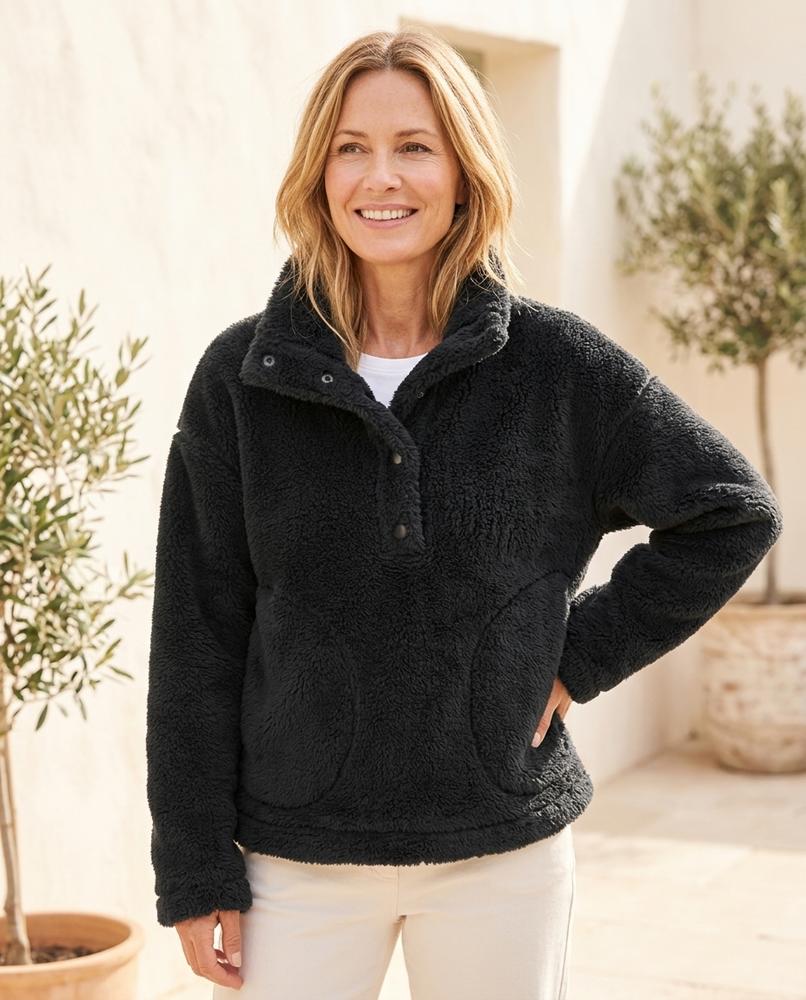 Ulla Fashion - Zalan | Hochfloriger Geknöpfter Pullover Damen