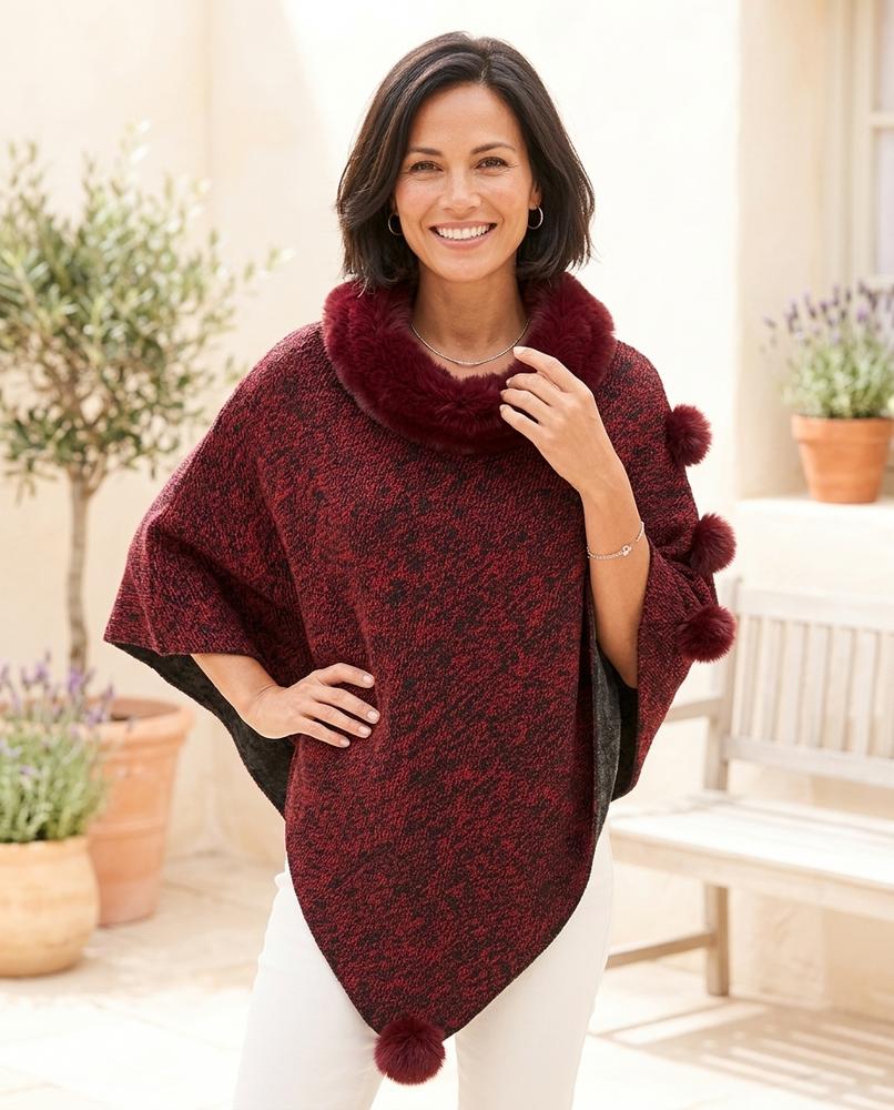 Ulla Fashion - Danav | Asymmetrischer Pelzbesetzter Mantel Damen