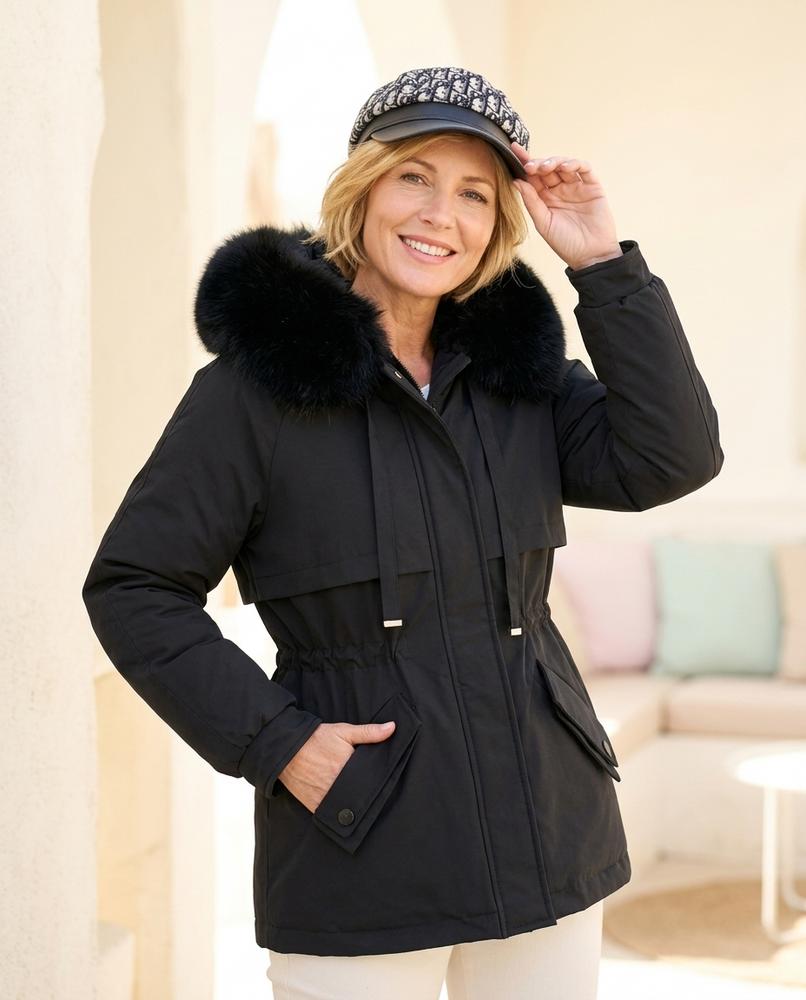 Ulla Fashion - Zezan | Gefüttert Fellkapuzen Jacke Damen