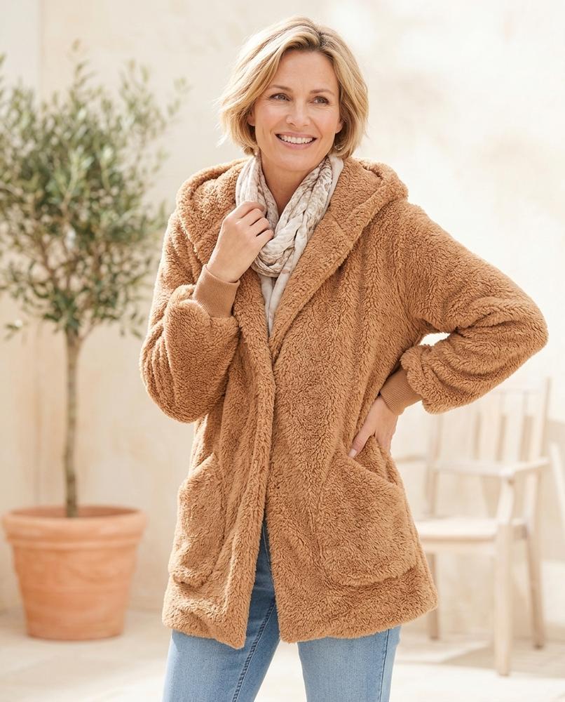 Ulla Fashion - Elsen | Verschlusslose Plüschige Jacke Damen