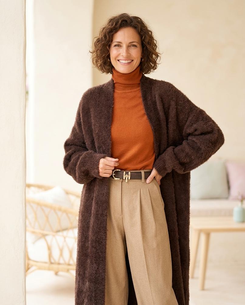Ulla Fashion - Ralan | Lang Strukturiert Cardigan Damen