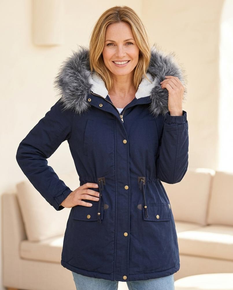 Ulla Fashion - Timar | Gefütterter Fellbesetzter Mantel Damen