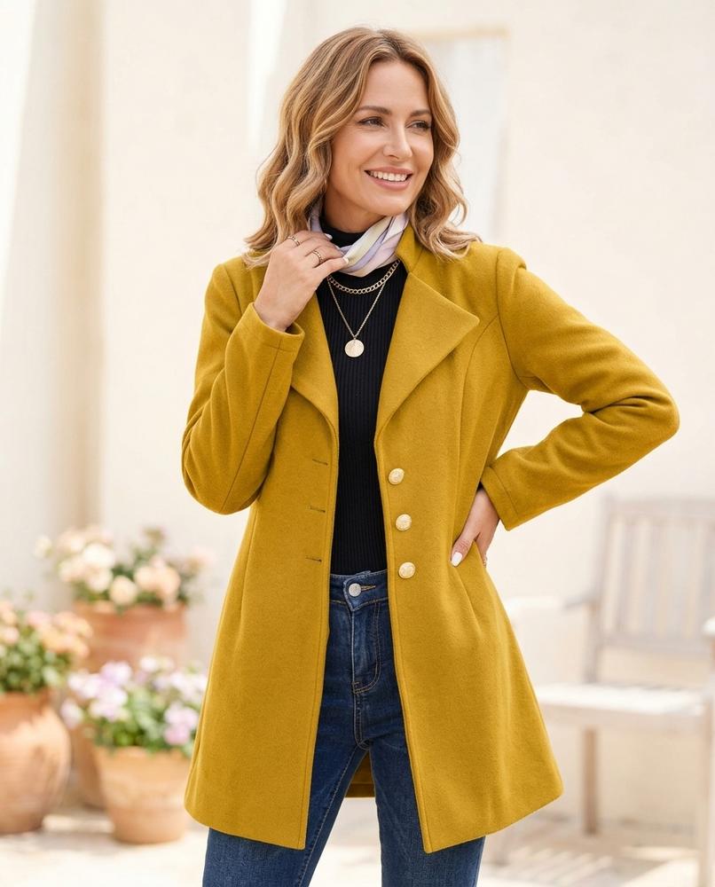 Ulla Fashion - Loran | Tailliert Geknöpft Mantel Damen