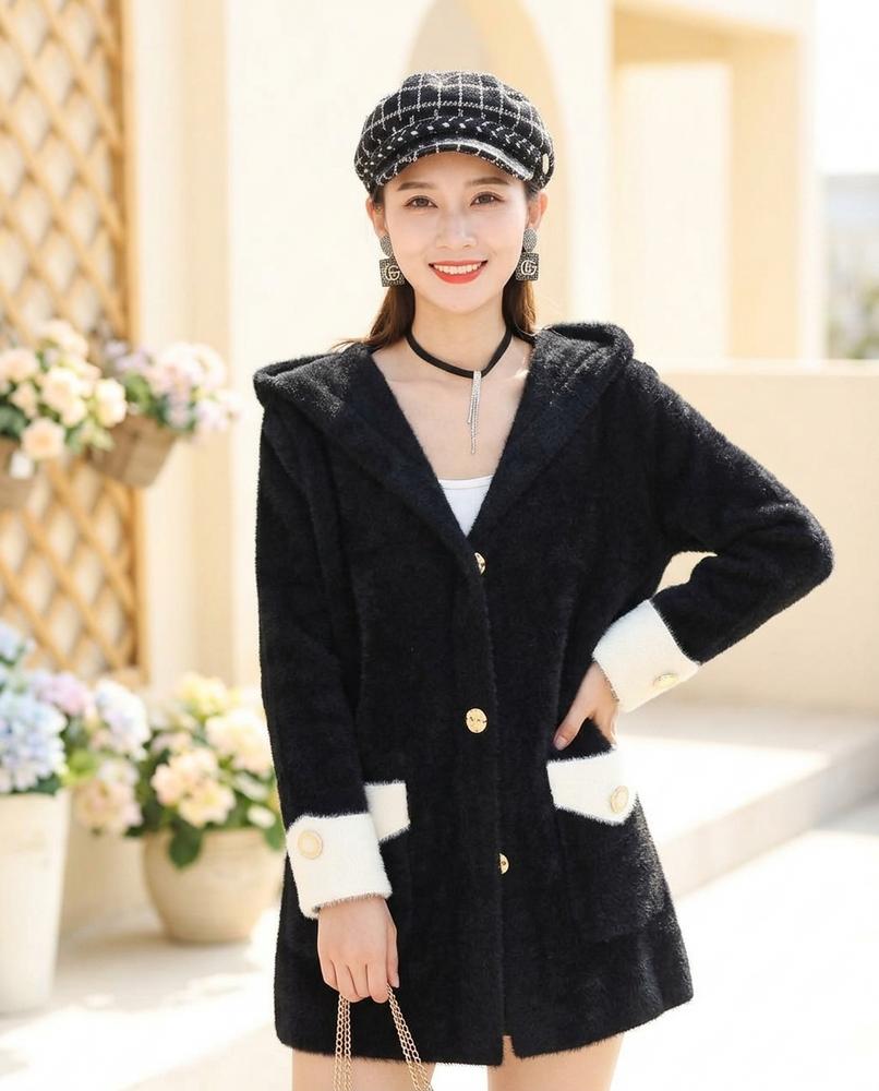 Ulla Fashion - Saven | Plüschig Geknöpft Cardigan Damen