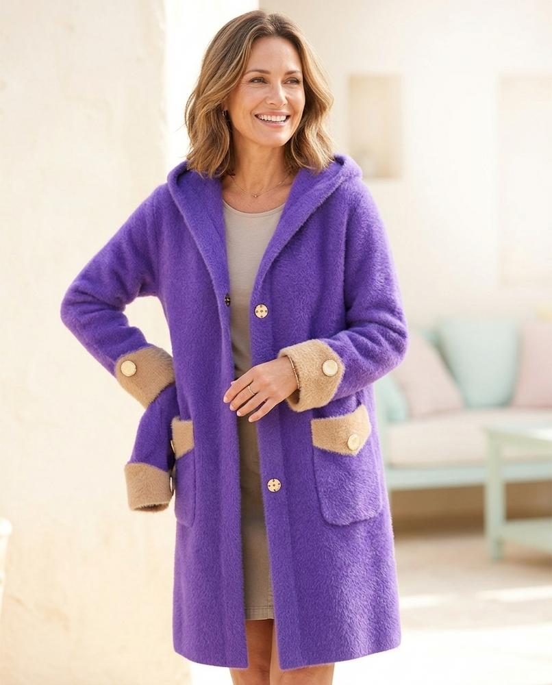 Ulla Fashion - Saven | Plüschig Geknöpft Cardigan Damen