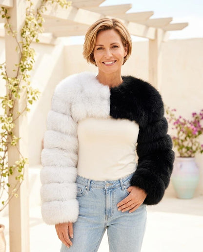 Ulla Fashion - Rasil | Zweifarbige Voluminöse Jacke Damen