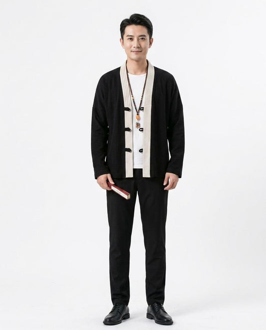 Ulla Fashion - Kemar | Kragenlos Strukturiert Cardigan Herren