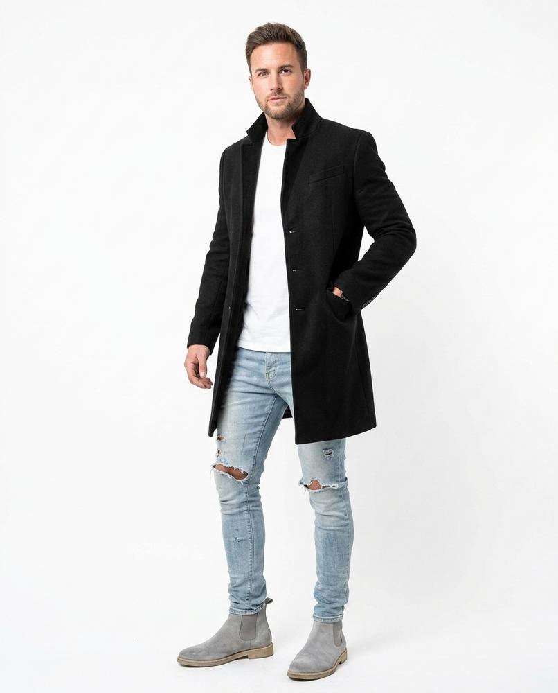 Ulla Fashion - Dasil | Einreihiger Stehkragen Mantel Herren