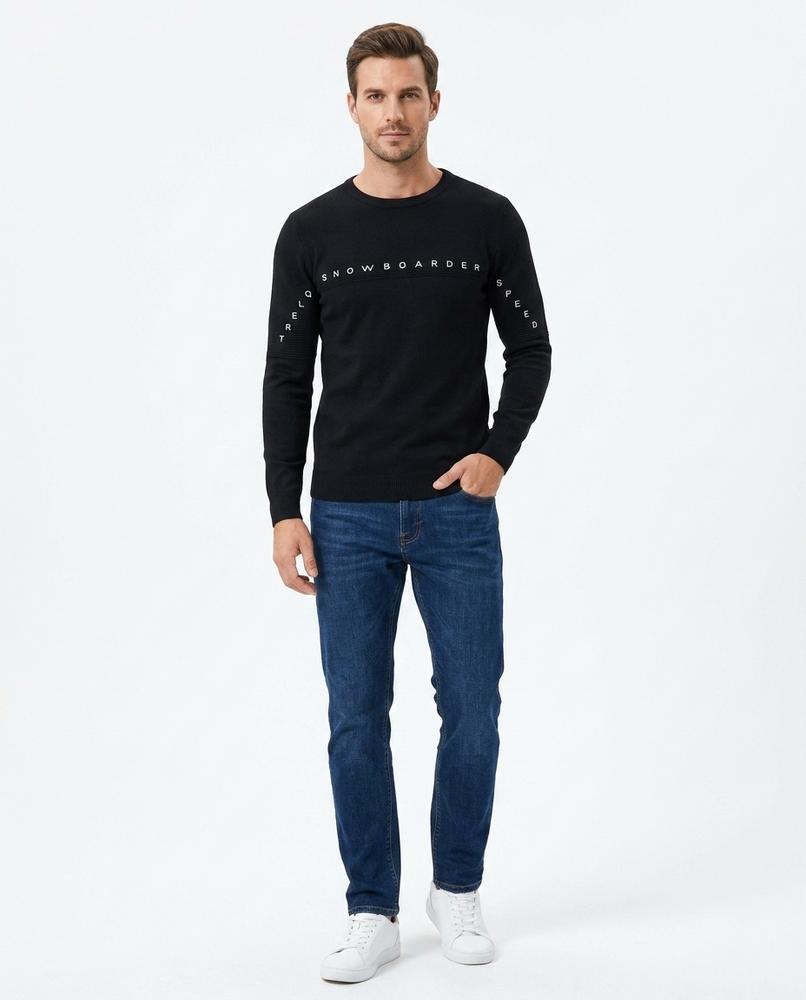 Ulla Fashion - Kadan | Langärmliger Bedruckter Pullover Herren