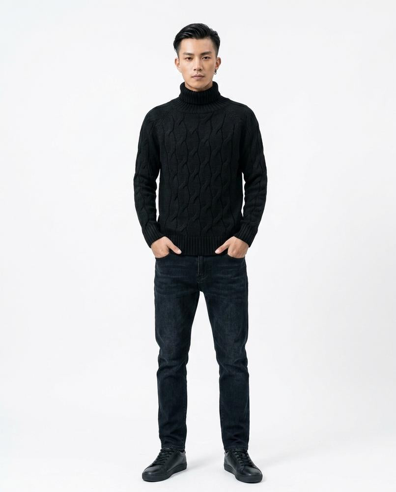 Ulla Fashion - Mizan | Strukturiert Langärmlig Rollkragenpullover Herren