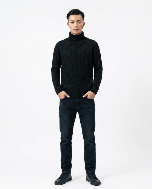 Ulla Fashion - Mizan | Strukturiert Langärmlig Rollkragenpullover Herren