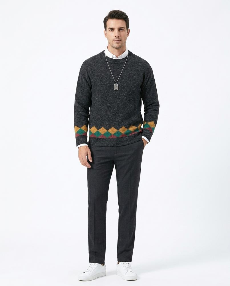 Ulla Fashion - Mimer | Melierter Gemusterter Pullover Herren