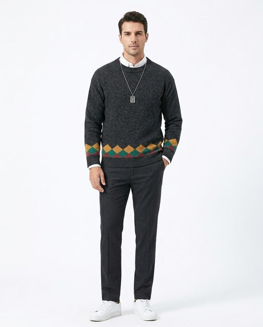Ulla Fashion - Mimer | Melierter Gemusterter Pullover Herren