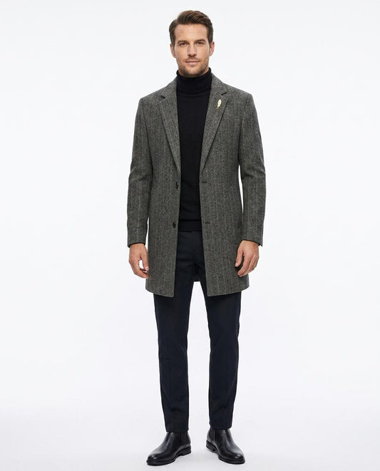 Ulla Fashion - Arver | Gestreifter Taillierter Mantel Herren