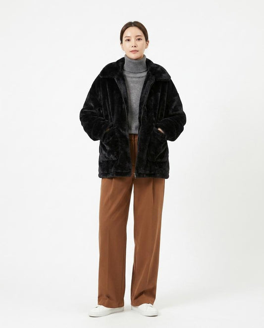 Ulla Fashion - Visol | Reißverschluss Plüsch Jacke Unisex