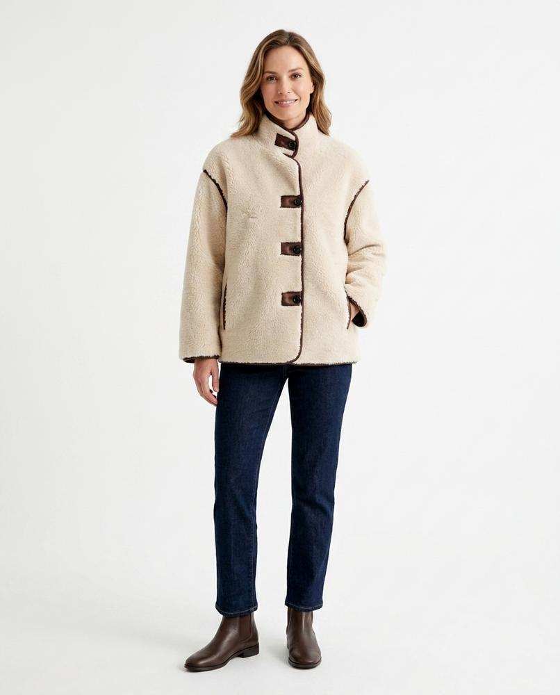 Ulla Fashion - Nesin | Paspelierte Strukturierte Jacke Damen