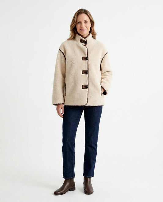 Ulla Fashion - Nesin | Paspelierte Strukturierte Jacke Damen