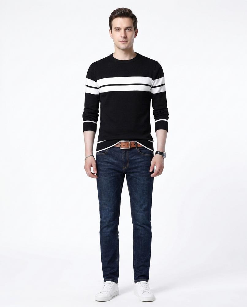 Ulla Fashion - Elnal | Langärmlig Gestreift Pullover Herren