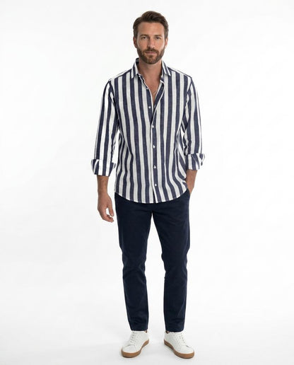 Ulla Fashion - Liwom | Gestreiftes Langärmliges Hemd Herren