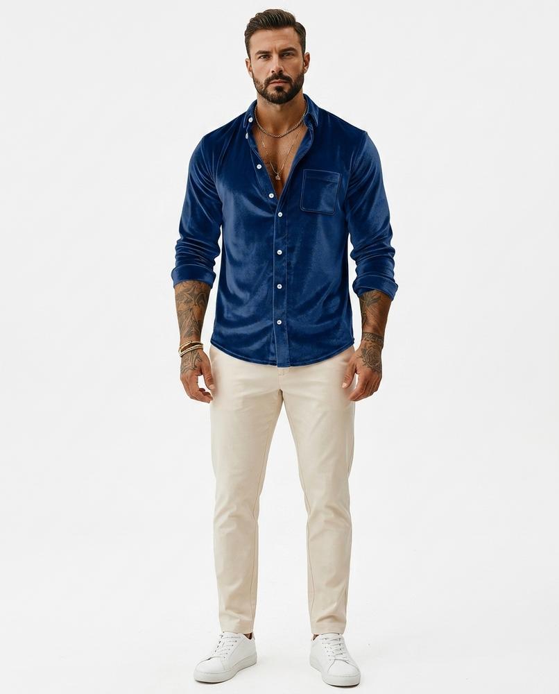 Ulla Fashion - Cados | Langärmliges Samt Hemd Herren