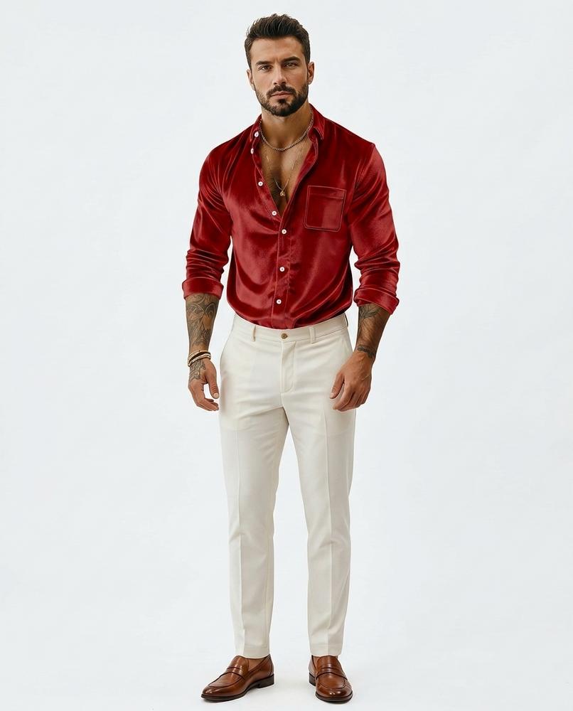 Ulla Fashion - Cados | Langärmliges Samt Hemd Herren