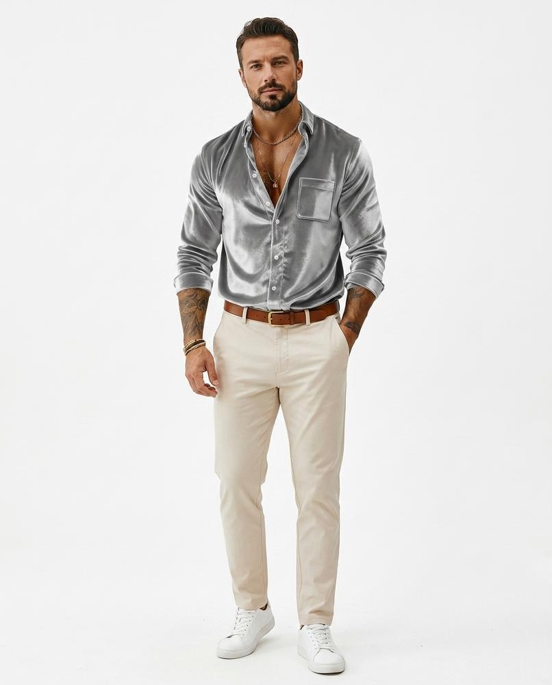 Ulla Fashion - Cados | Langärmliges Samt Hemd Herren