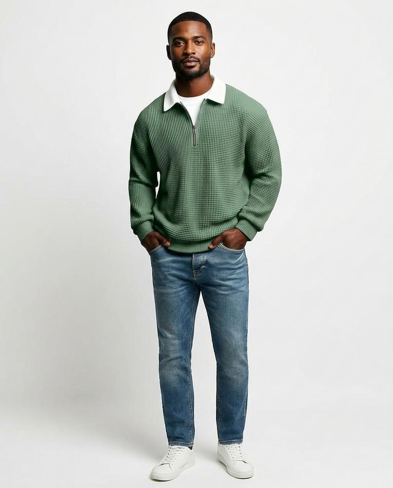 Ulla Fashion - Dugem | Gewaffelt Langärmelig Pullover Herren