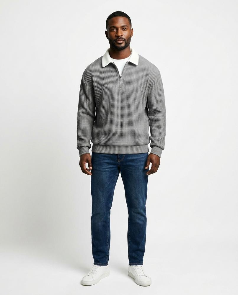 Ulla Fashion - Dugem | Gewaffelt Langärmelig Pullover Herren
