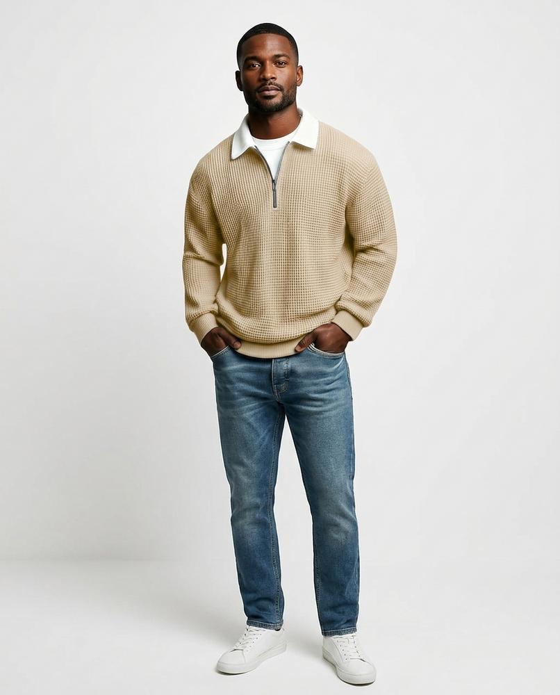 Ulla Fashion - Dugem | Gewaffelt Langärmelig Pullover Herren