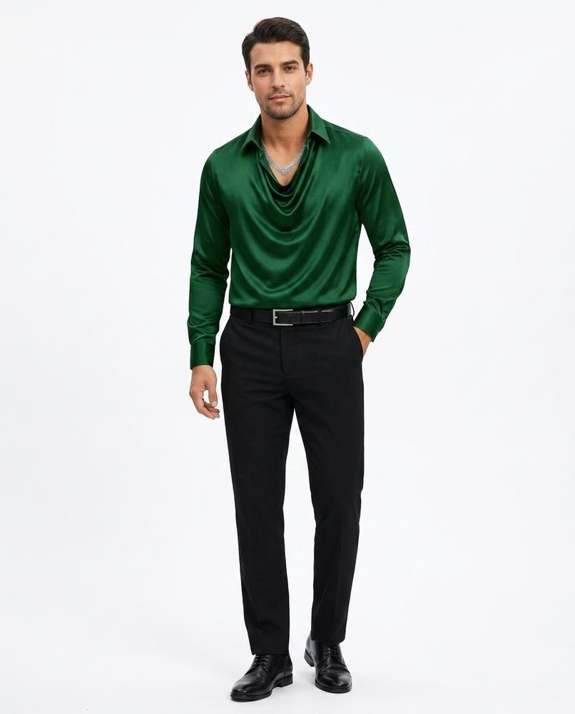 Ulla Fashion - Lazot | Drapiertes Satin Hemd Herren