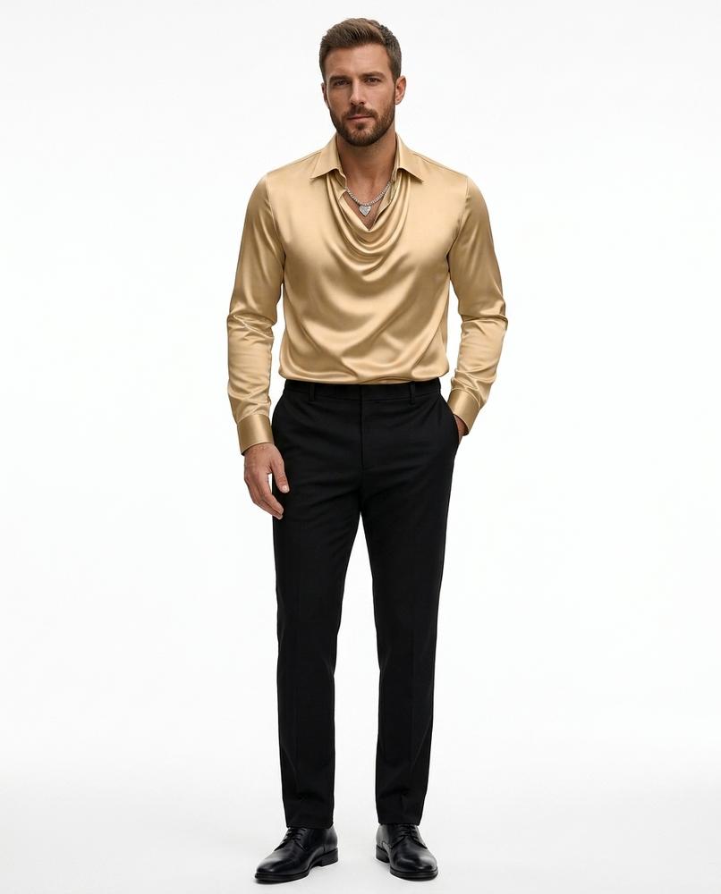 Ulla Fashion - Lazot | Drapiertes Satin Hemd Herren