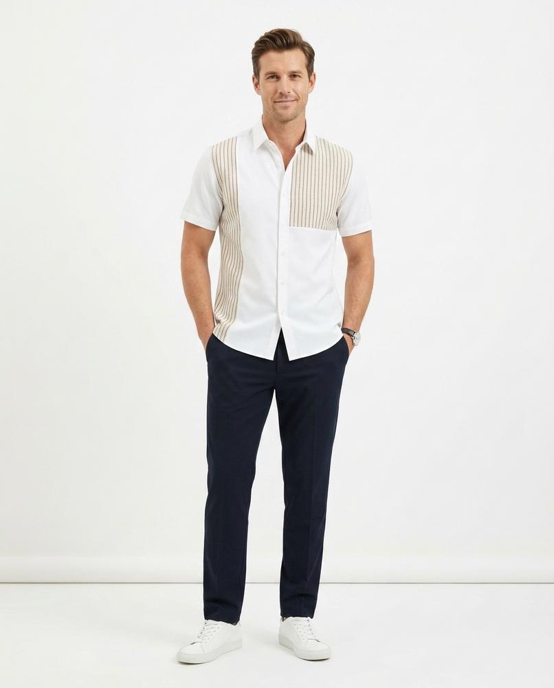 Ulla Fashion - Liwod | Kontrastierendes Gestreiftes Hemd Herren